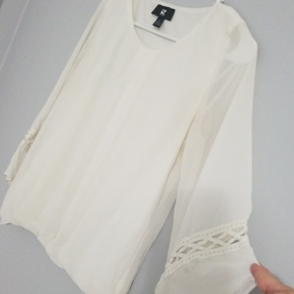 Bell sleeve blouse, off-white, size S, EUC